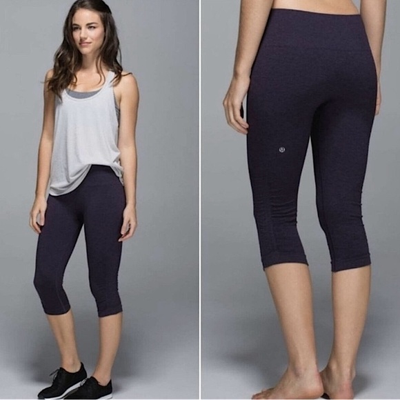 Lululemon Women’s 4 In the Flow Cropped Ruched Heather Gray Yoga Pants Leggings - Picture 9 of 9